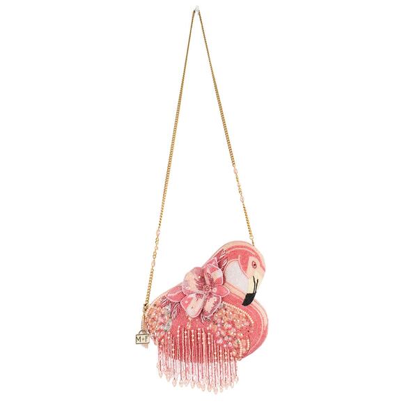 Mary Frances A Leg To Stand On Pink Flamingo Beaded Crossbody Handbag - Picture 6 of 7